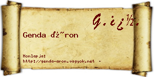Genda Áron névjegykártya